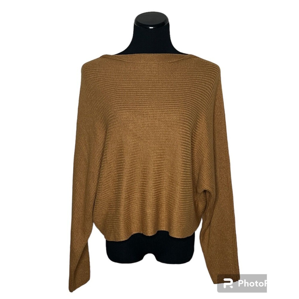 Leith Women's Brown‎ Dolman Long Sleeve Ribbed Pullover Sweater Size Small